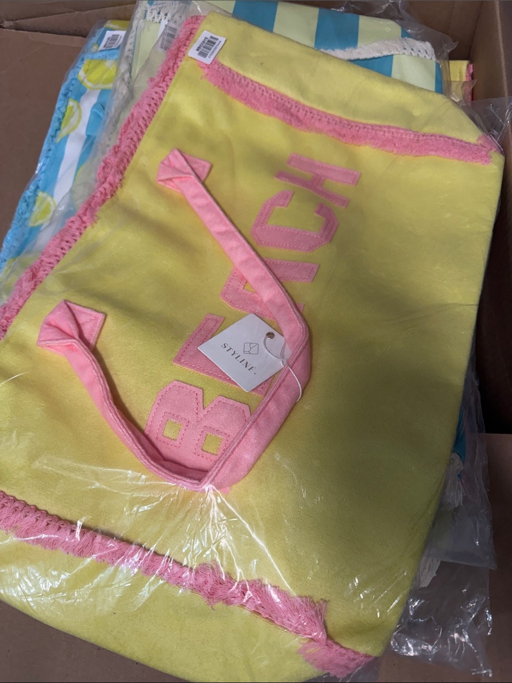 Beach Tote Bag - Pink & Yellow - Picture 5 of 6